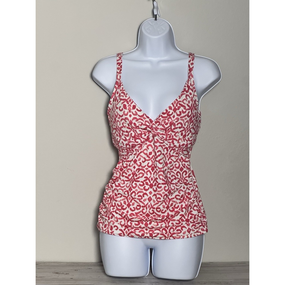 Tommy Bahama Women's Tankini Top Size M Pink White Swimsuit Top - Picture 2 of 16